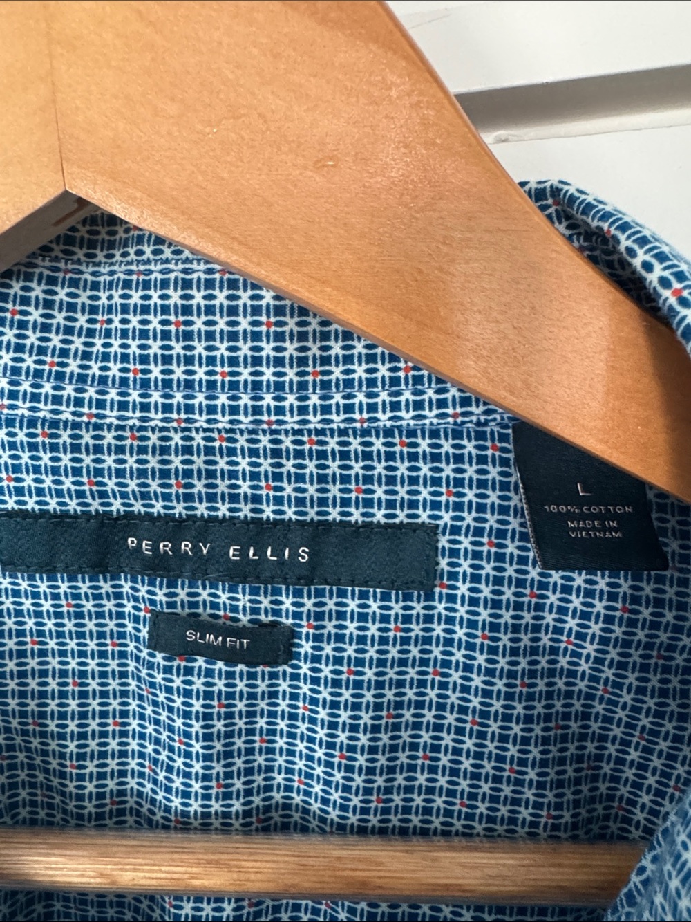 Perry Ellis Blue Micro-Check Button-Down Shirt - Picture 2 of 2